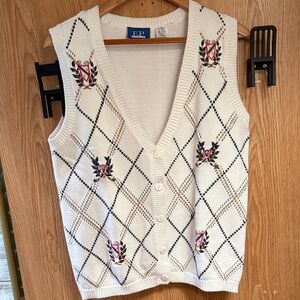VINTAGE EP Pro Cream Argyle V-Neck Sweater Vest